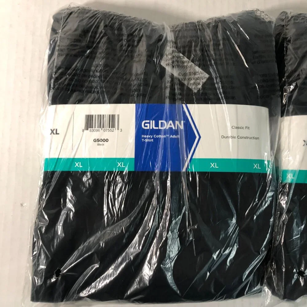 Gildan Mens Heavy Cotton (LOT Of 4) Black XL Plain Adult T-Shirt Tee G5000 Bulk - Picture 3 of 5